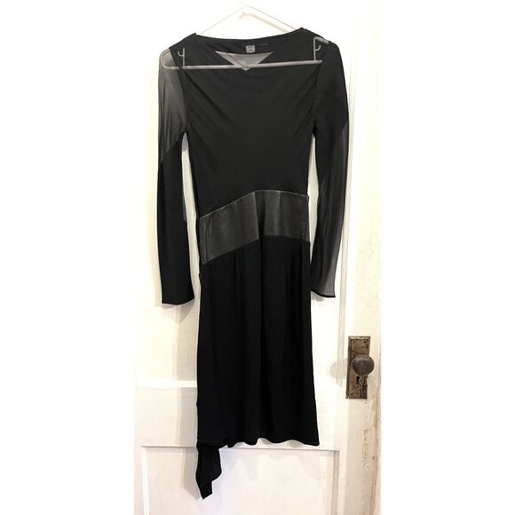 DVF Diane Von Furstenberg Black Asymmetrical Midi Dress Women's Size 2 - Picture 7 of 10